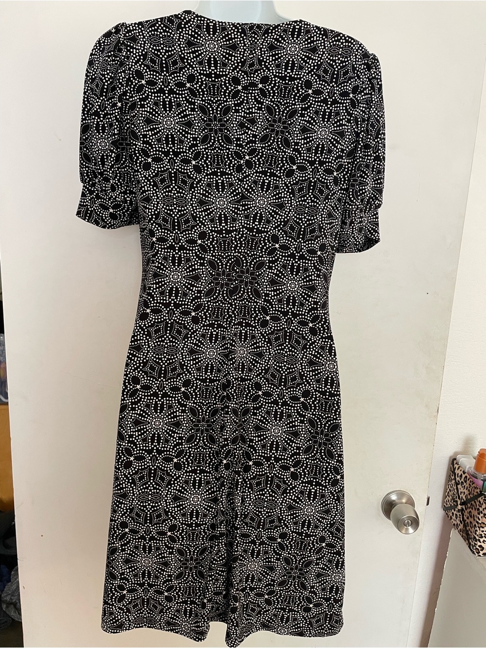 Tommy Hilfiger Black and White Dot Floral V-Neck Tunic - Picture 3 of 7